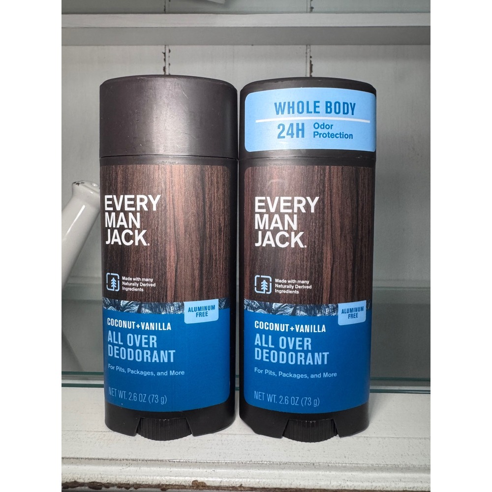 2pk Every‎ Man Jack Whole Body Deodorant Coconut + Vanilla Aluminum Free 2.6oz